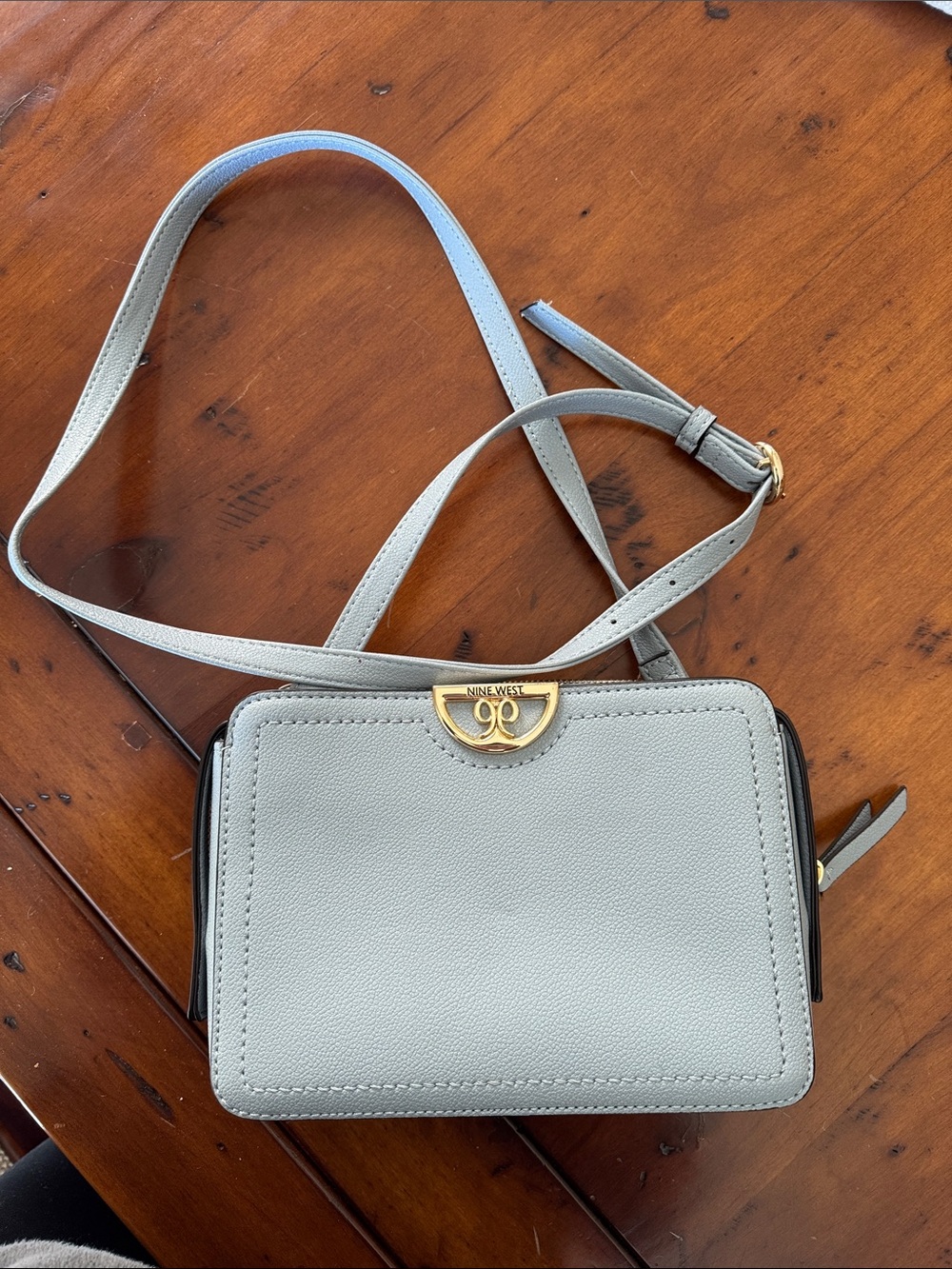 Nine West Pale Blue Crossbody Bag with Gold Accent